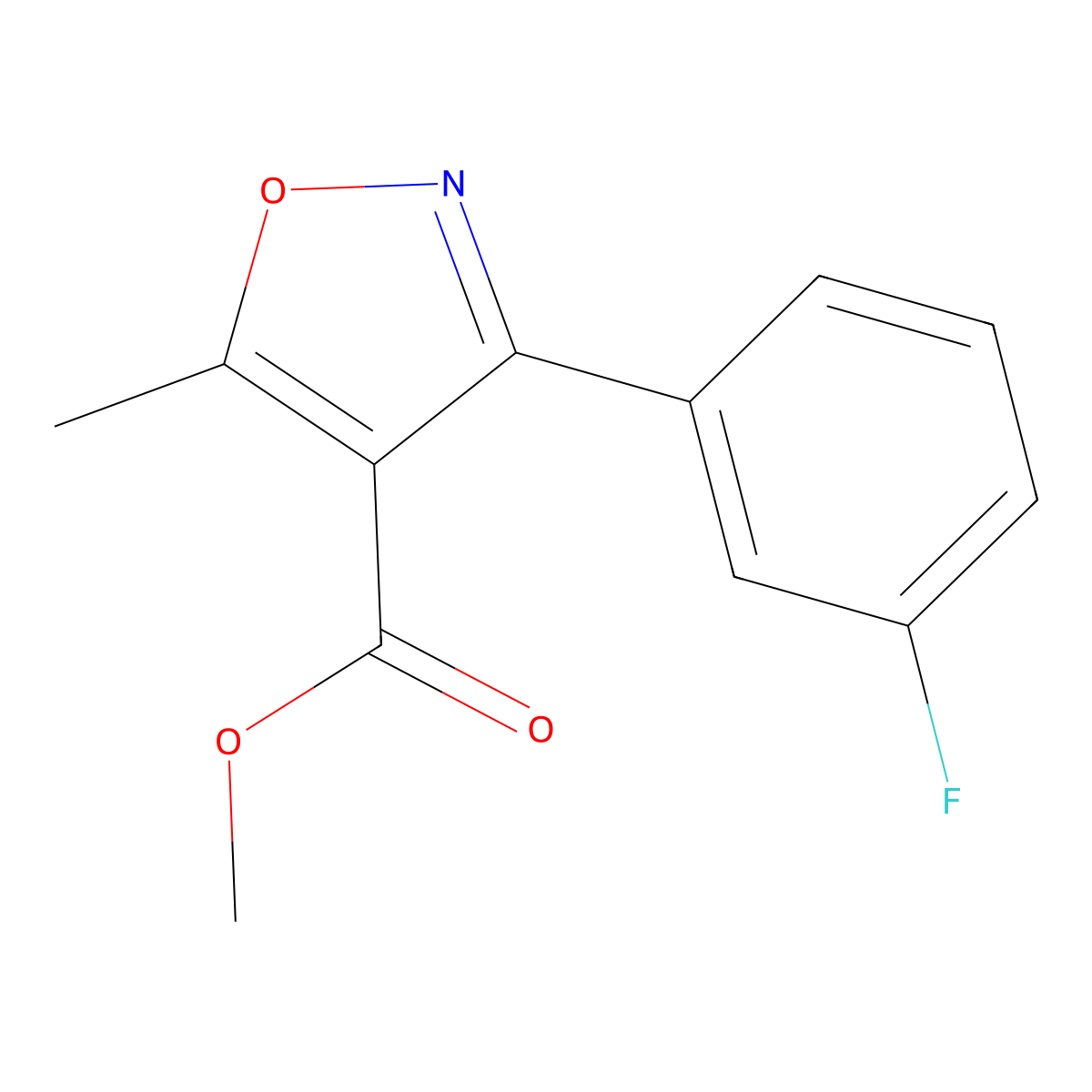 Methyl 3-(3-fluorophenyl)-5-methylisoxazole-4-carboxylate molecular structure, CAS 1960-92-5