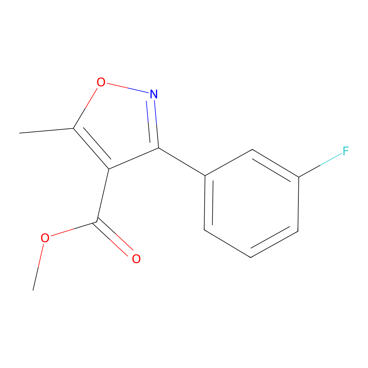 Methyl 3-(3-fluorophenyl)-5-methylisoxazole-4-carboxylate molecular structure, CAS 1960-92-5