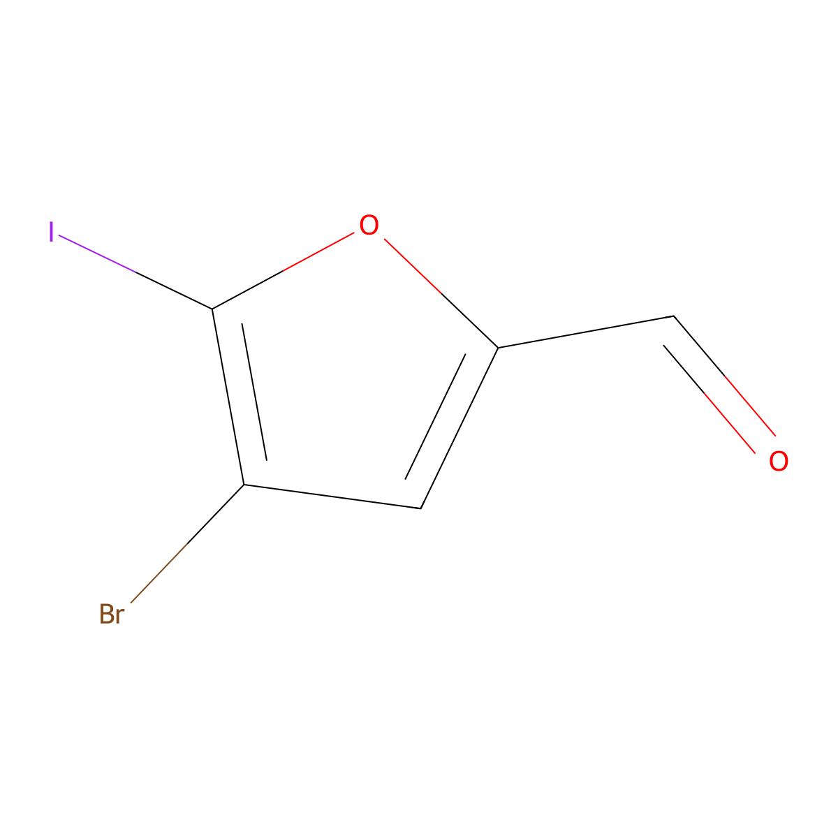4-Bromo-5-iodofuran-2-carbaldehyde molecular structure, CAS 19600-92-1