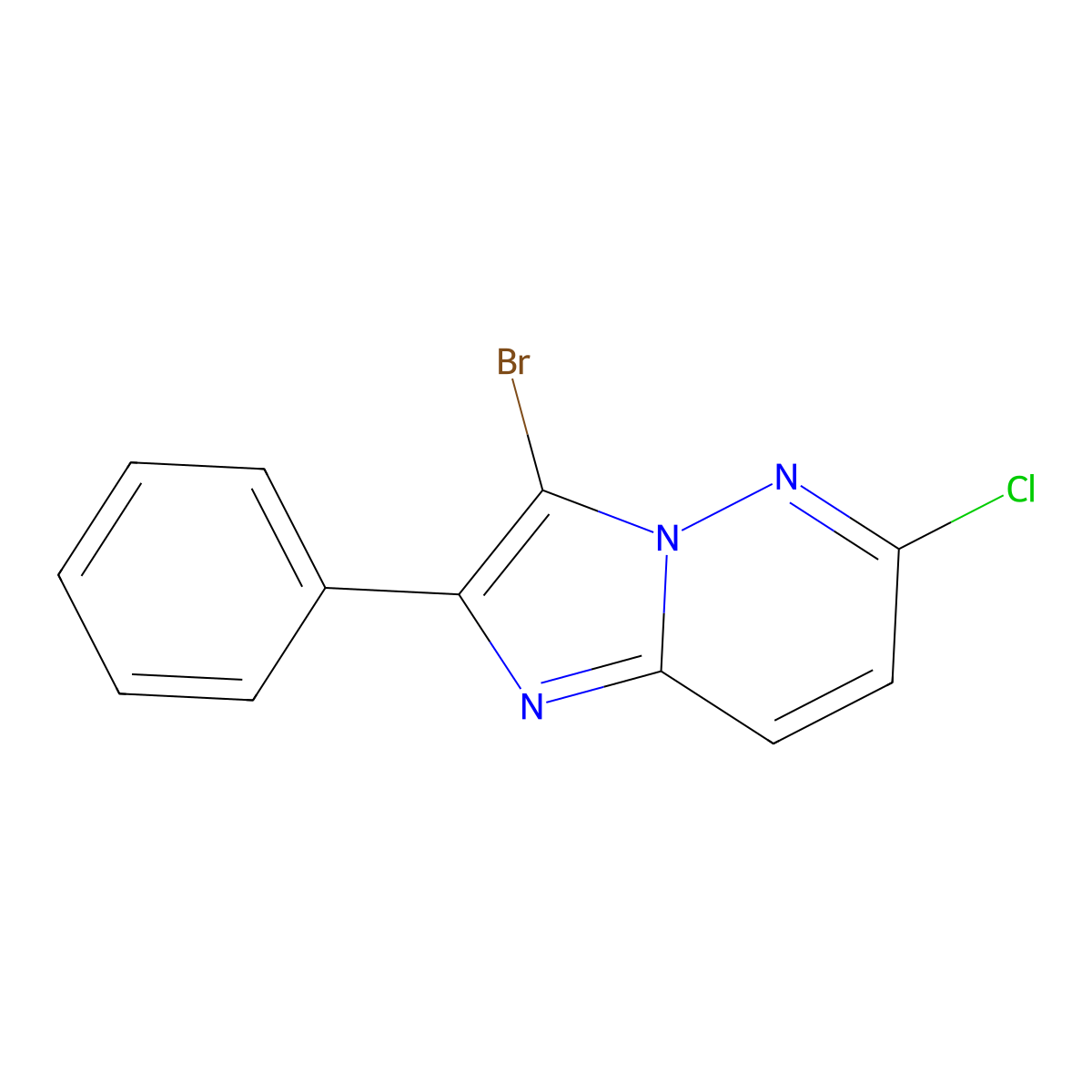 3-Bromo-6-chloro-2-phenylimidazo[1,2-b]pyridazine molecular structure, CAS 19601-74-2