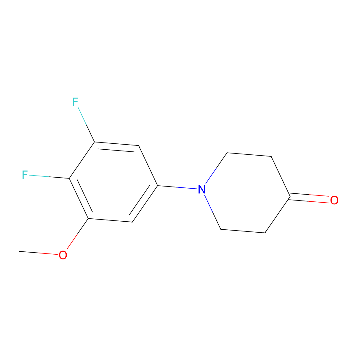 1-(3,4-Difluoro-5-methoxyphenyl)piperidin-4-one molecular structure, CAS 1960390-93-5