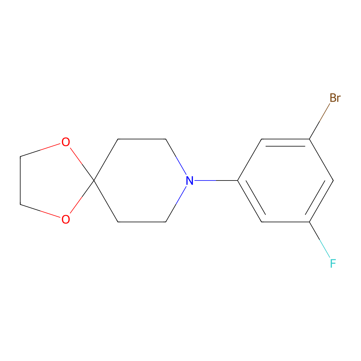 8-(3-Bromo-5-fluorophenyl)-1,4-dioxa-8-azaspiro[4.5]decane molecular structure, CAS 1960391-04-1