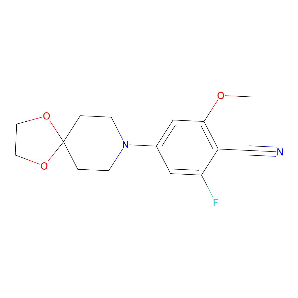 2-Fluoro-6-methoxy-4-(1,4-dioxa-8-azaspiro[4.5]decan-8-YL)benzonitrile molecular structure, CAS 1960391-58-5