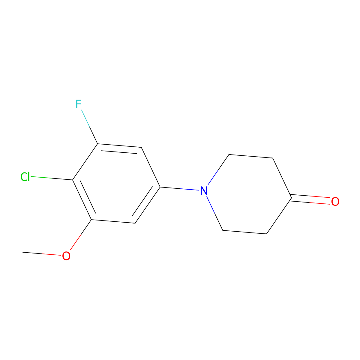 1-(4-Chloro-3-fluoro-5-methoxyphenyl)piperidin-4-one molecular structure, CAS 1960391-61-0