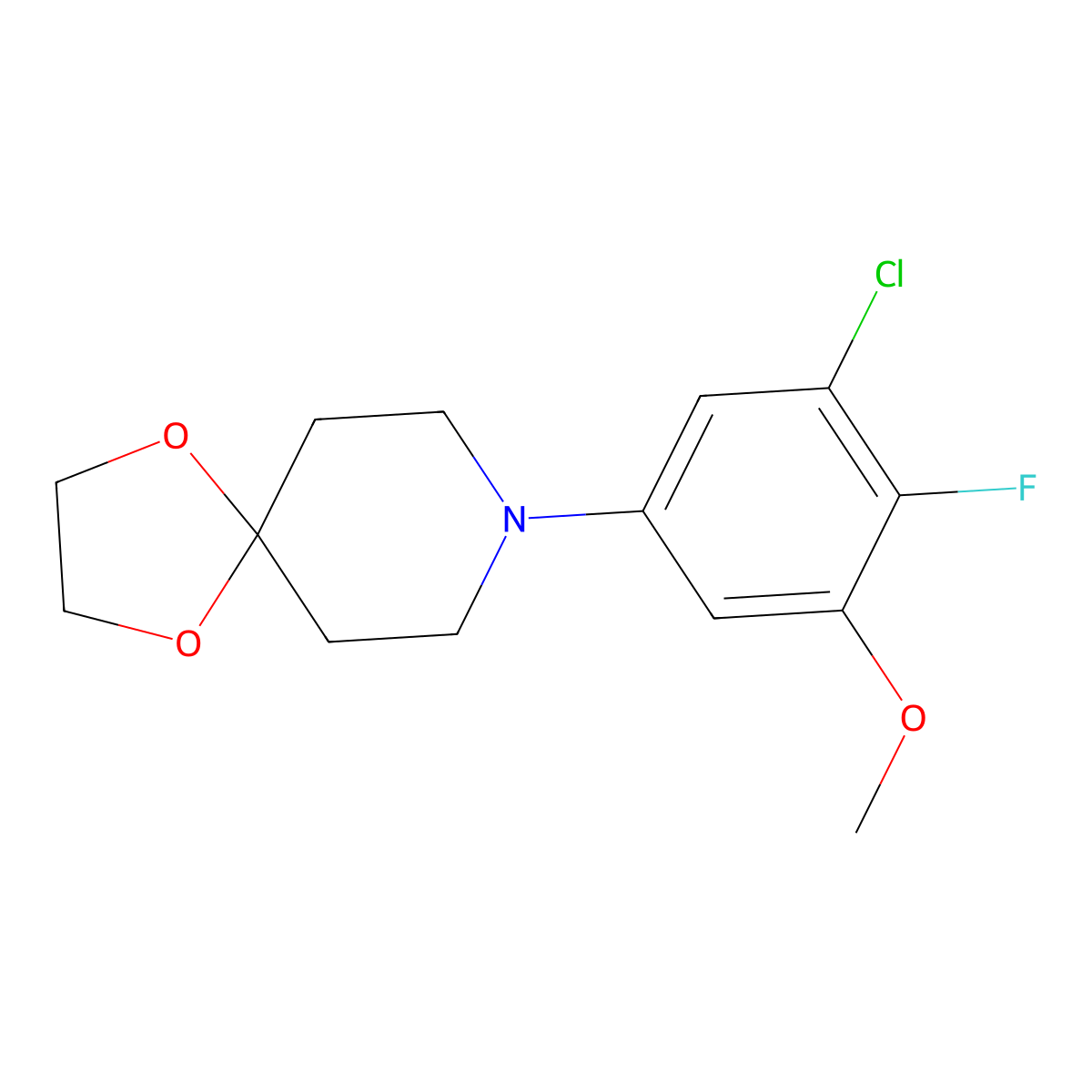 8-(3-Chloro-4-fluoro-5-methoxyphenyl)-1,4-dioxa-8-azaspiro[4.5]decane molecular structure, CAS 1960391-62-1