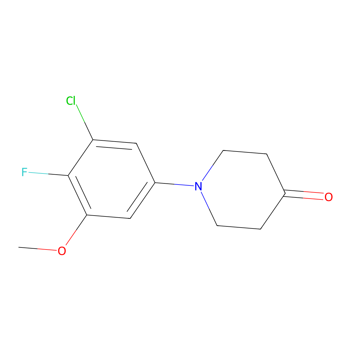 1-(3-Chloro-4-fluoro-5-methoxyphenyl)piperidin-4-one molecular structure, CAS 1960391-63-2