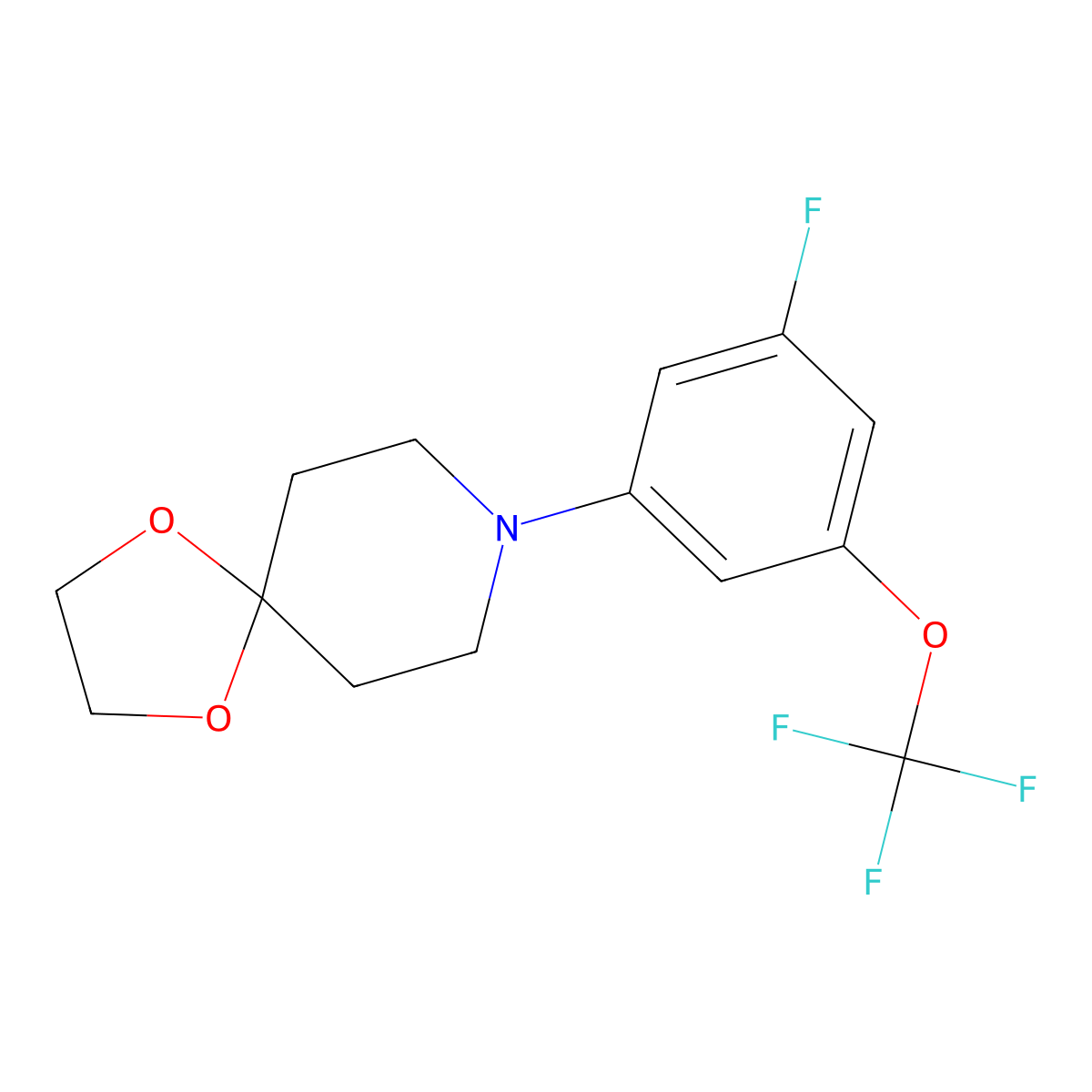 8-(3-Fluoro-5-(trifluoromethoxy)phenyl)-1,4-dioxa-8-azaspiro[4.5]decane molecular structure, CAS 1960392-02-2