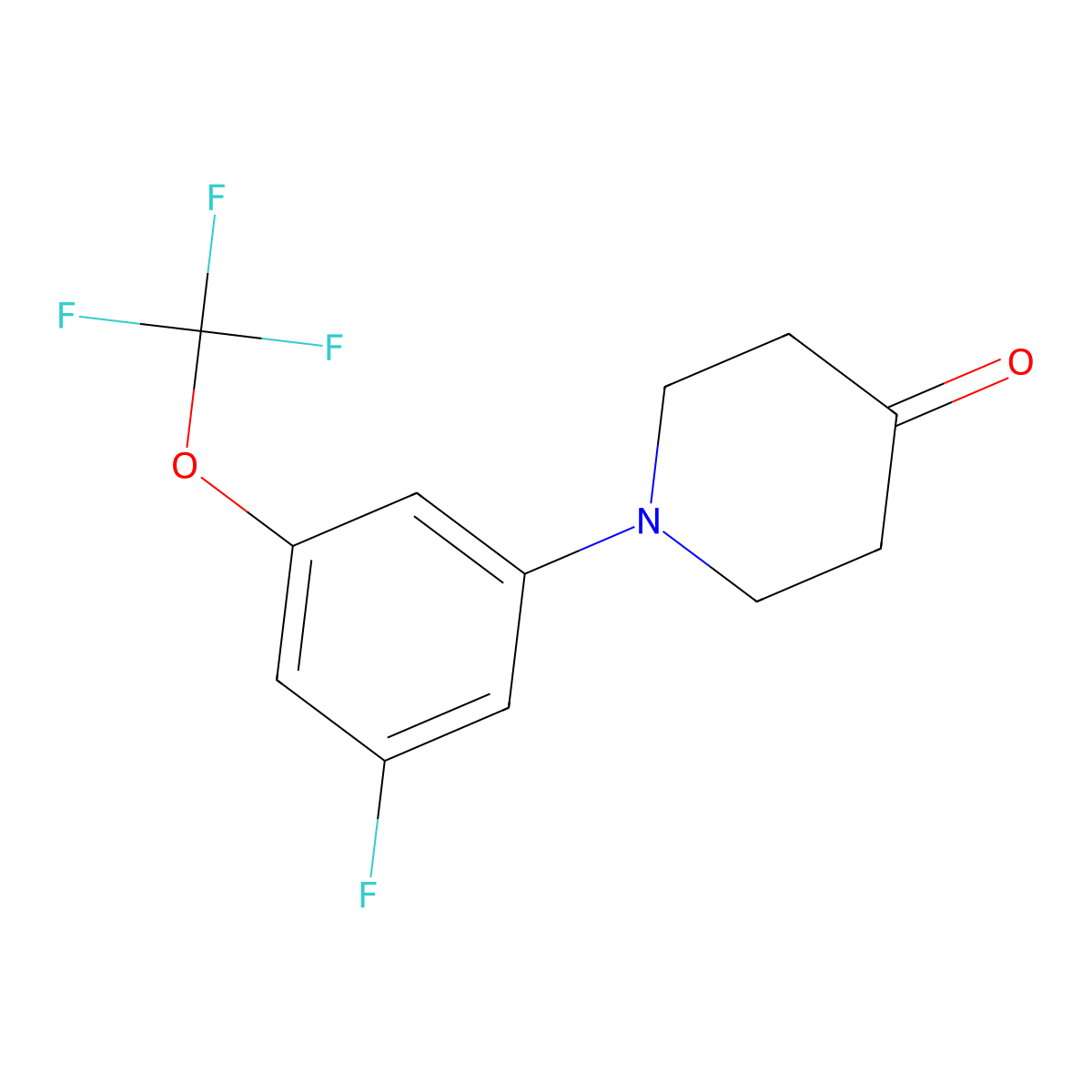 1-(3-Fluoro-5-(trifluoromethoxy)phenyl)piperidin-4-one molecular structure, CAS 1960392-03-3