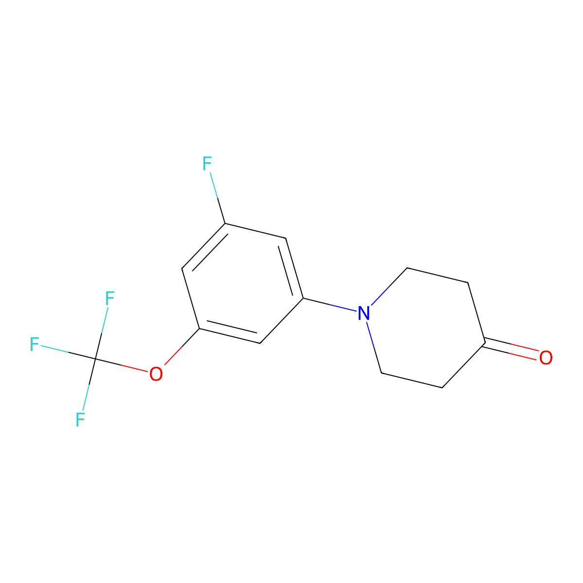 1-(3-Fluoro-5-(trifluoromethoxy)phenyl)piperidin-4-one molecular structure, CAS 1960392-03-3