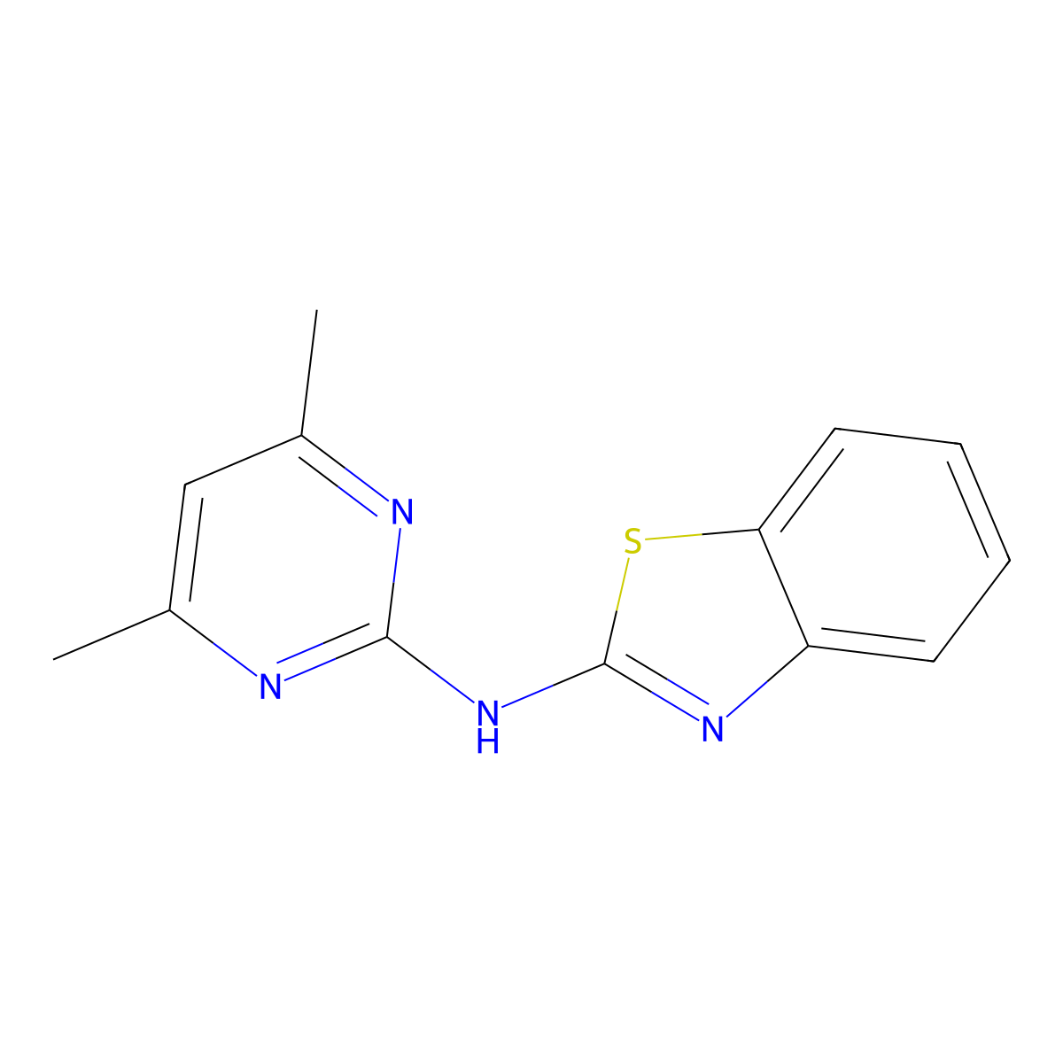 N-(4,6-dimethylpyrimidin-2-yl)-1,3-benzothiazol-2-amine molecular structure, CAS 19604-14-9
