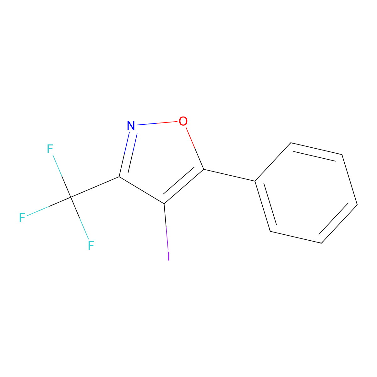 4-Iodo-5-phenyl-3-(trifluoromethyl)isoxazole molecular structure, CAS 1960427-86-4