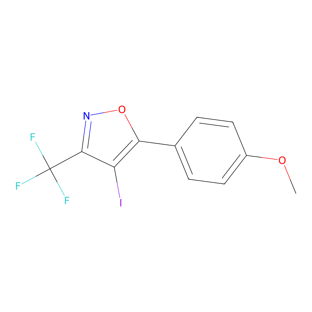 4-Iodo-5-(4-methoxyphenyl)-3-(trifluoromethyl)isoxazole molecular structure, CAS 1960427-87-5