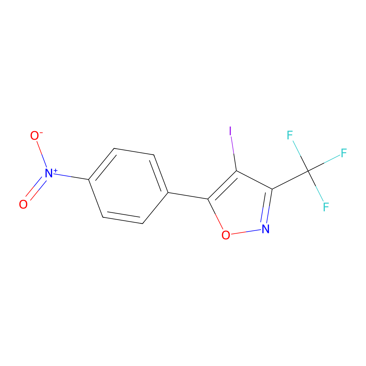 4-Iodo-5-(4-nitrophenyl)-3-(trifluoromethyl)isoxazole molecular structure, CAS 1960427-88-6