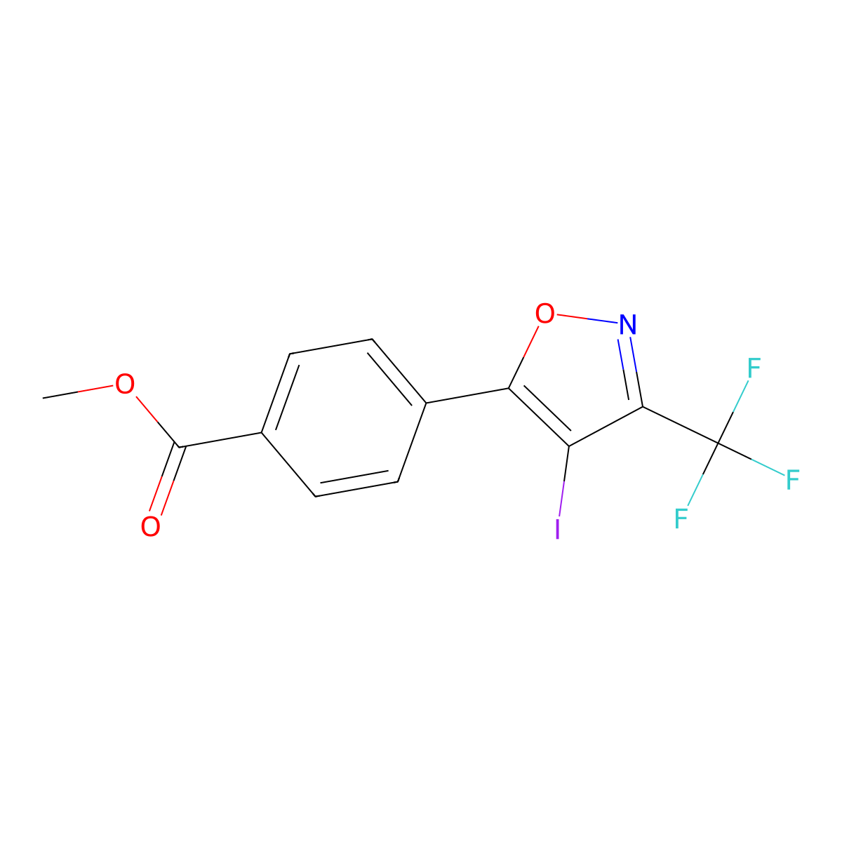 Methyl 4-(4-iodo-3-(trifluoromethyl)isoxazol-5-YL)benzoate molecular structure, CAS 1960427-89-7