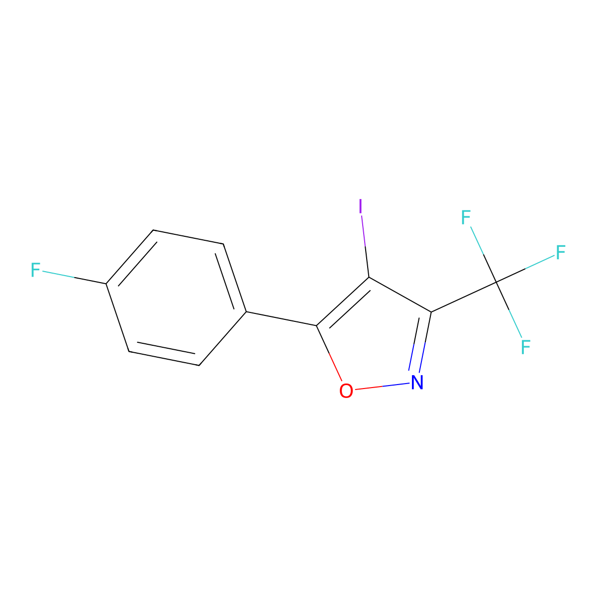 5-(4-Fluorophenyl)-4-iodo-3-(trifluoromethyl)isoxazole molecular structure, CAS 1960427-90-0