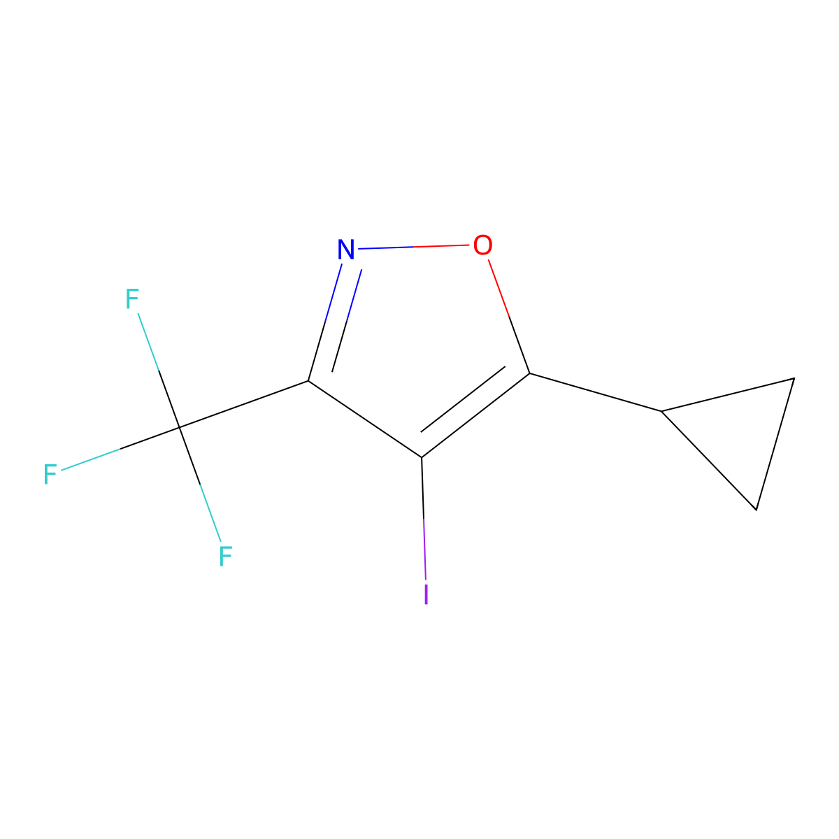 5-Cyclopropyl-4-iodo-3-(trifluoromethyl)isoxazole molecular structure, CAS 1960428-00-5