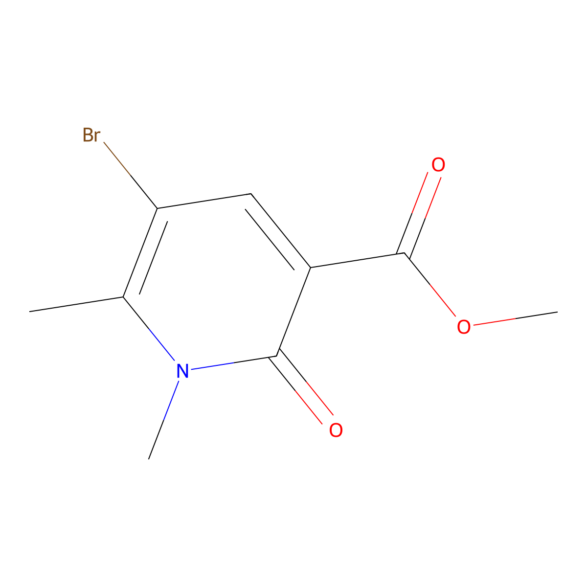 Methyl 5-bromo-1,6-dimethyl-2-oxo-1,2-dihydropyridine-3-carboxylate molecular structure, CAS 1960432-49-8