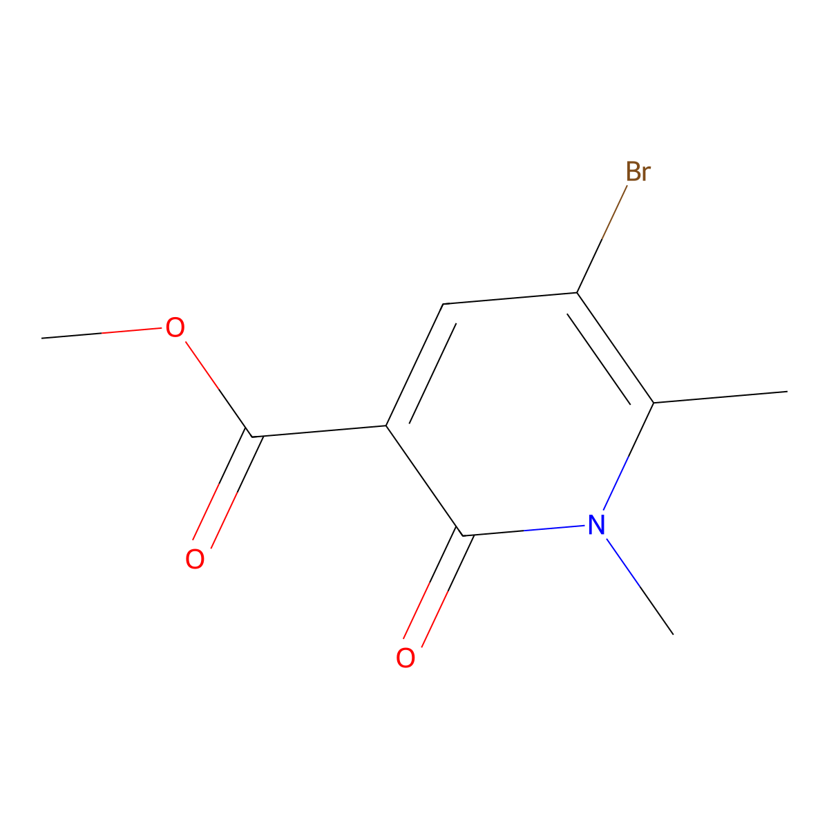Methyl 5-bromo-1,6-dimethyl-2-oxo-1,2-dihydropyridine-3-carboxylate molecular structure, CAS 1960432-49-8