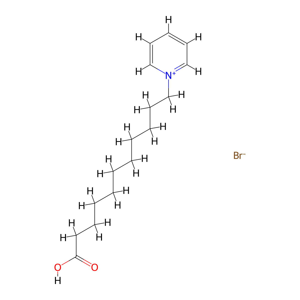 1-(10-Carboxydecyl)pyridin-1-ium bromide molecular structure, CAS 19605-00-6