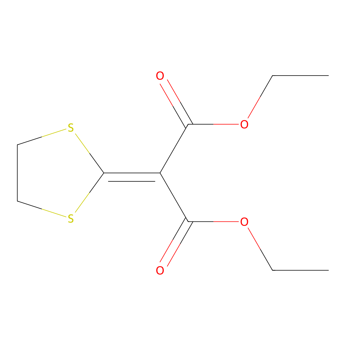 Propanedioic acid, 1,3-dithiolan-2-ylidene-, diethyl ester molecular structure, CAS 19607-41-1