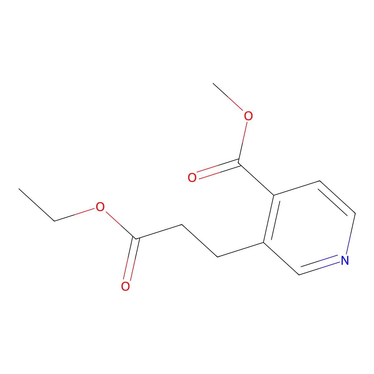 Methyl 3-(3-ethoxy-3-oxopropyl)pyridine-4-carboxylate molecular structure, CAS 19608-41-4