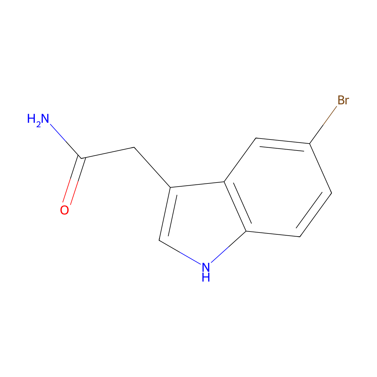 2-(5-bromo-1H-indol-3-yl)acetamide molecular structure, CAS 196081-79-5