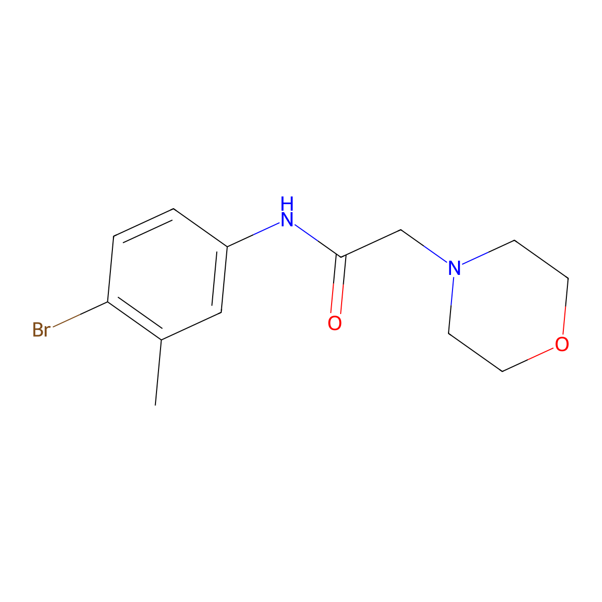 N-(4-bromo-3-methylphenyl)-2-(morpholin-4-yl)acetamide molecular structure, CAS 196082-06-1