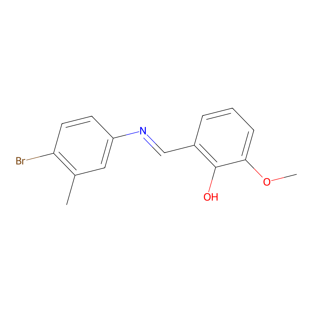 2-{(E)-[(4-bromo-3-methylphenyl)imino]methyl}-6-methoxyphenol molecular structure, CAS 196082-27-6