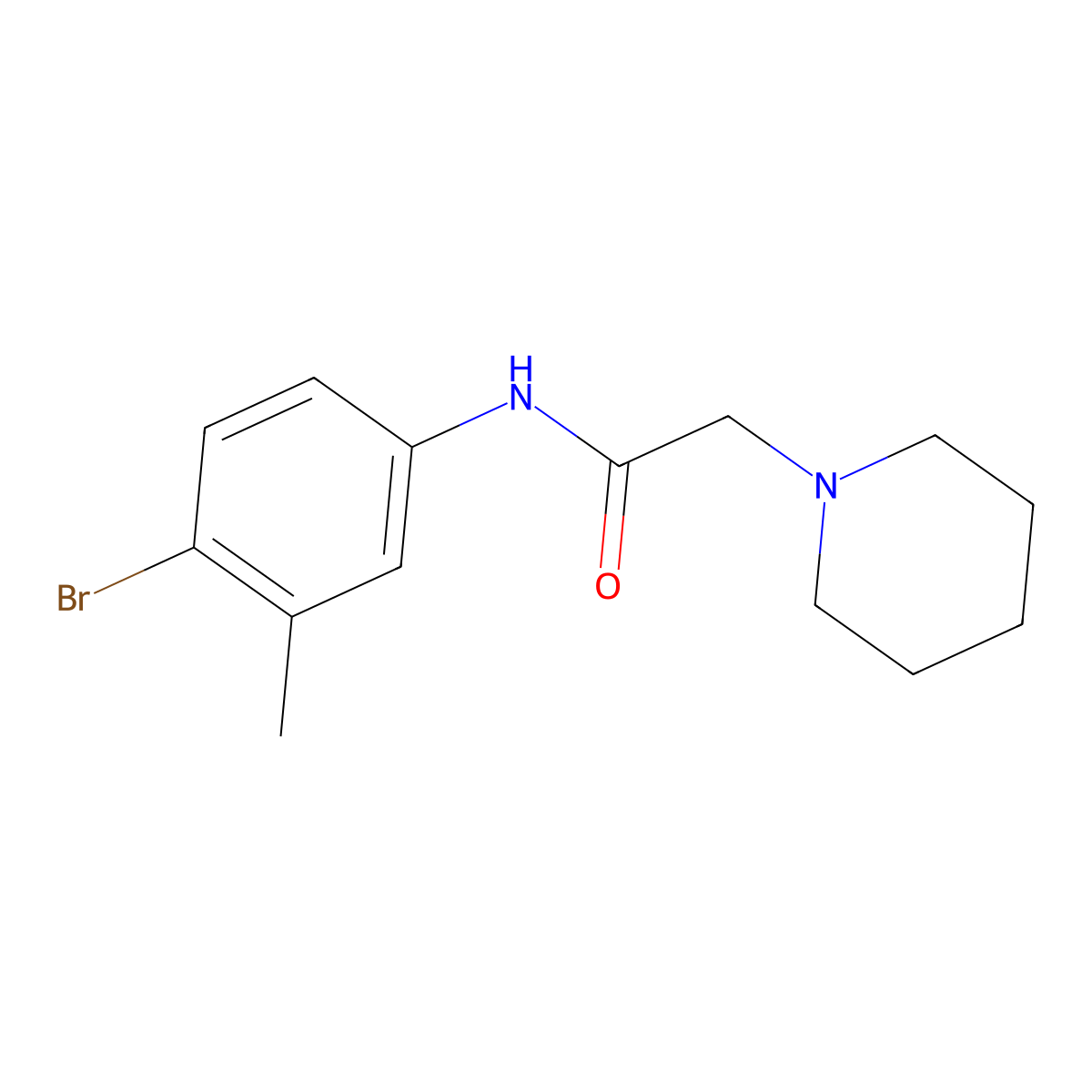 N-(4-bromo-3-methylphenyl)-2-(piperidin-1-yl)acetamide molecular structure, CAS 196082-32-3