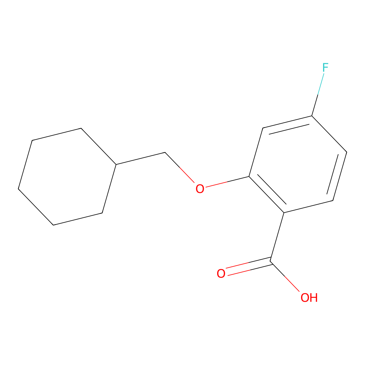 2-Cyclohexylmethoxy-4-fluorobenzoic acid molecular structure, CAS 1960998-34-8