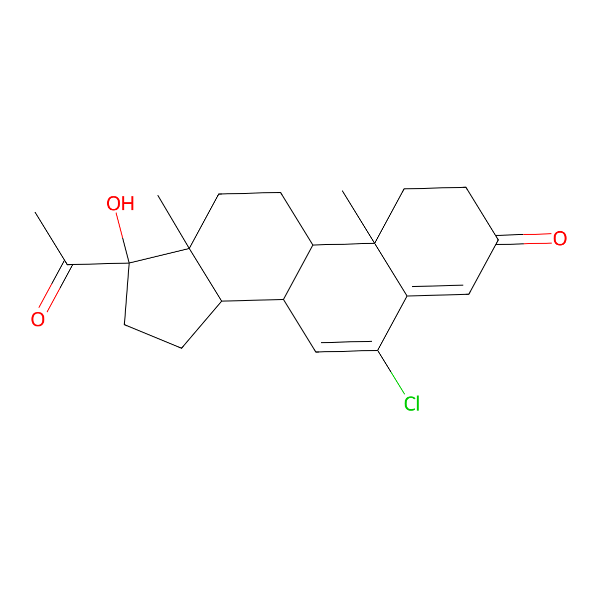Chlormadinone molecular structure, CAS 1961-77-9
