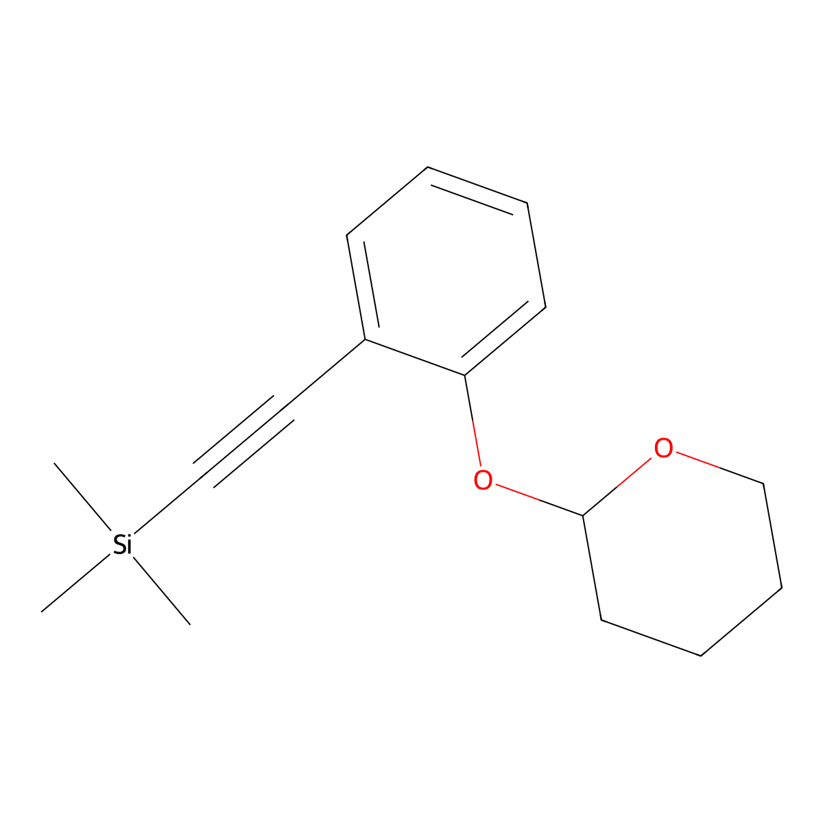 Trimethyl((2-((tetrahydro-2H-pyran-2-yl)oxy)phenyl)ethynyl)silane molecular structure, CAS 196106-30-6