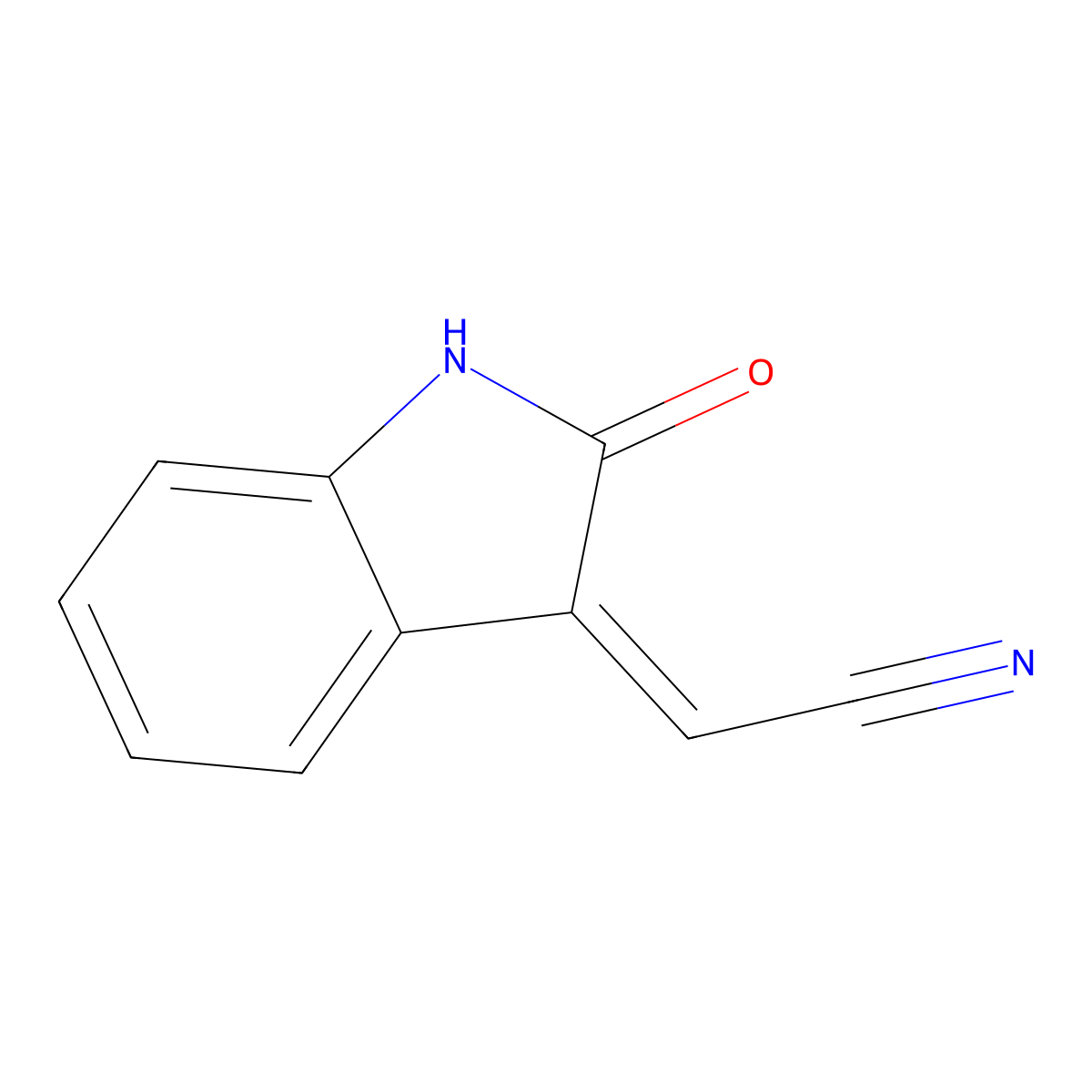 2-(2-oxo-2,3-dihydro-1H-indol-3-ylidene)acetonitrile molecular structure, CAS 19611-77-9