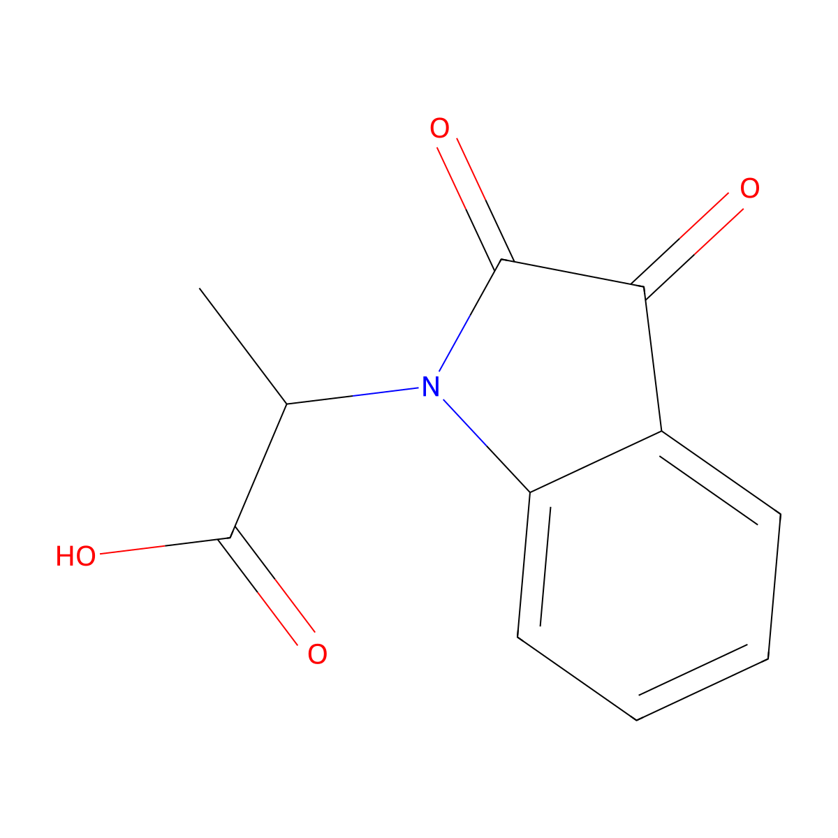 2,3-Dihydro-alpha-methyl-2,3-dioxo-1H-indole-1-acetic acid molecular structure, CAS 19612-69-2