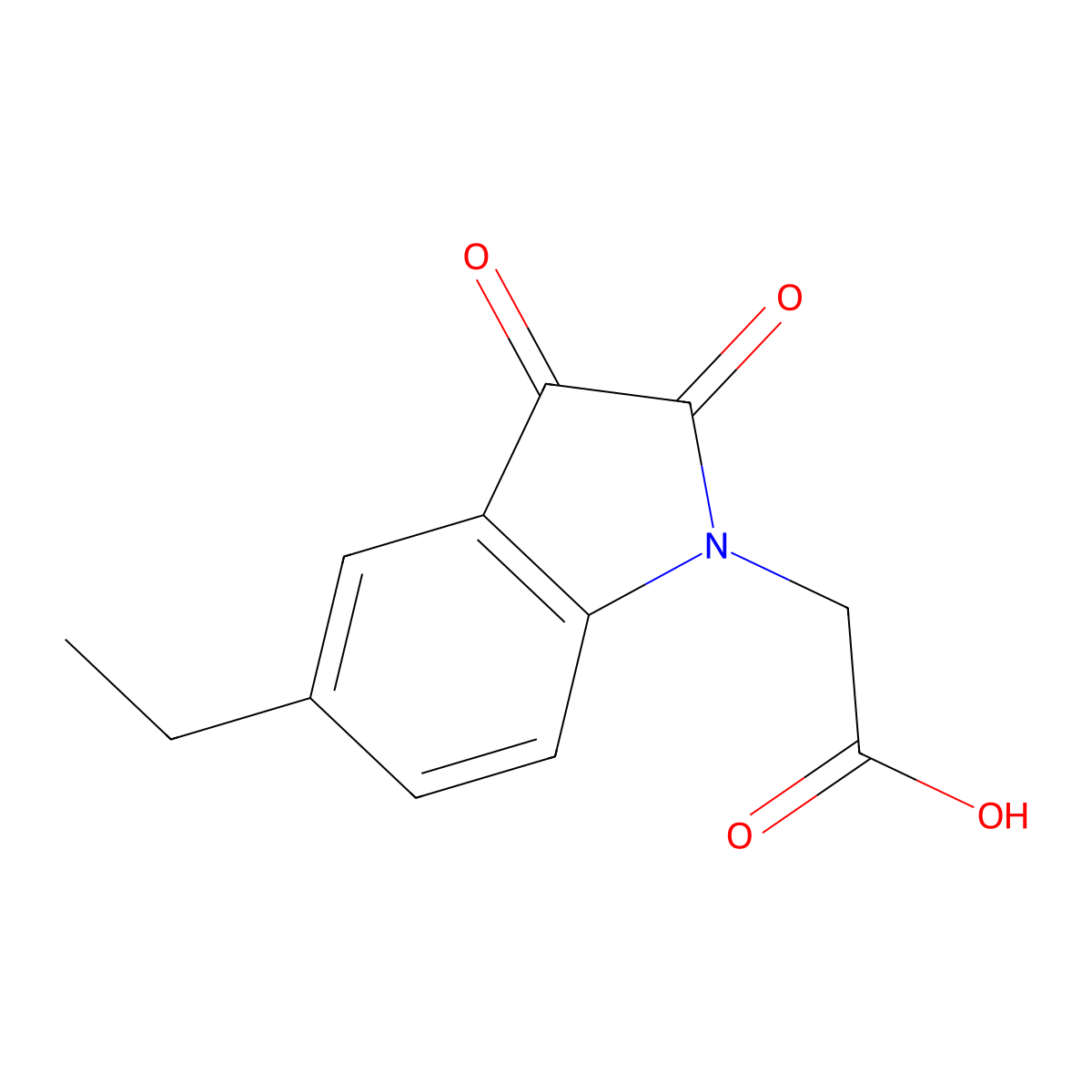 2-(5-ethyl-2,3-dioxo-2,3-dihydro-1H-indol-1-yl)acetic acid molecular structure, CAS 19612-79-4