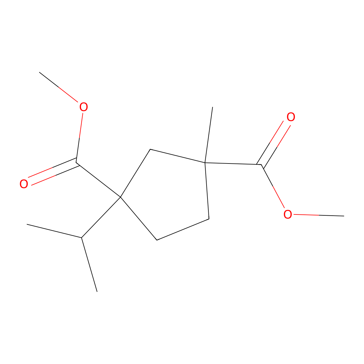 Dimethyl 1-isopropyl-3-methylcyclopentane-1,3-dicarboxylate molecular structure, CAS 1961237-14-8