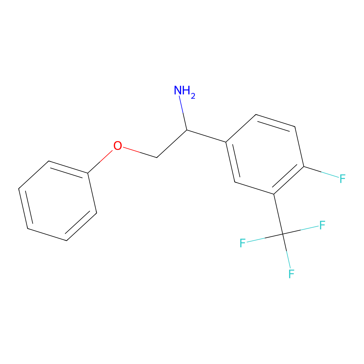 1-[4-Fluoro-3-(trifluoromethyl)phenyl]-2-phenoxyethan-1-amine molecular structure, CAS 1961296-44-5