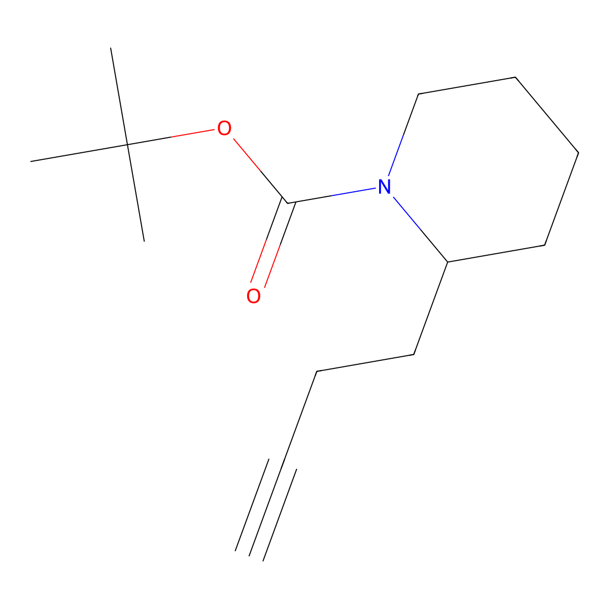 Tert-butyl 2-(but-3-yn-1-yl)piperidine-1-carboxylate molecular structure, CAS 1961305-53-2