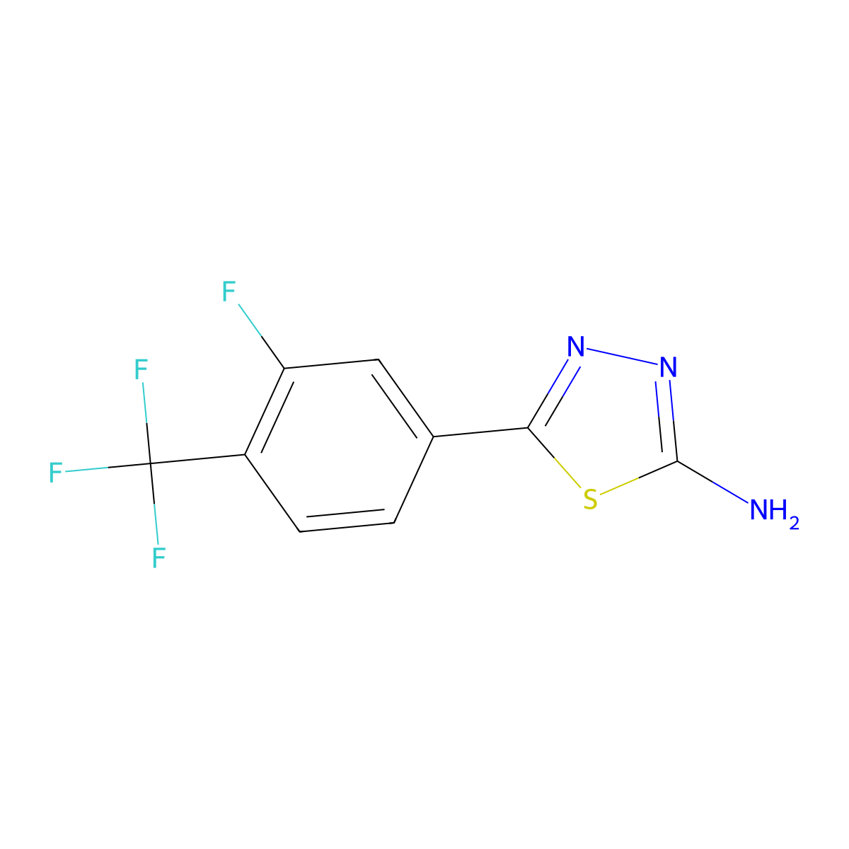 5-[3-Fluoro-4-(trifluoromethyl)phenyl]-1,3,4-thiadiazol-2-amine molecular structure, CAS 1961407-99-7
