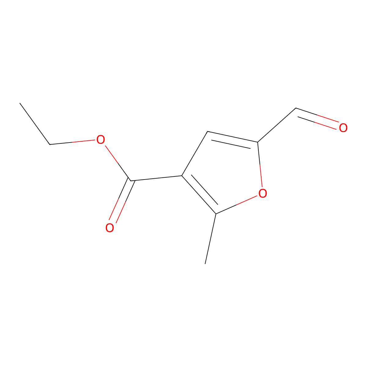 Ethyl 5-formyl-2-methylfuran-3-carboxylate molecular structure, CAS 19615-48-6