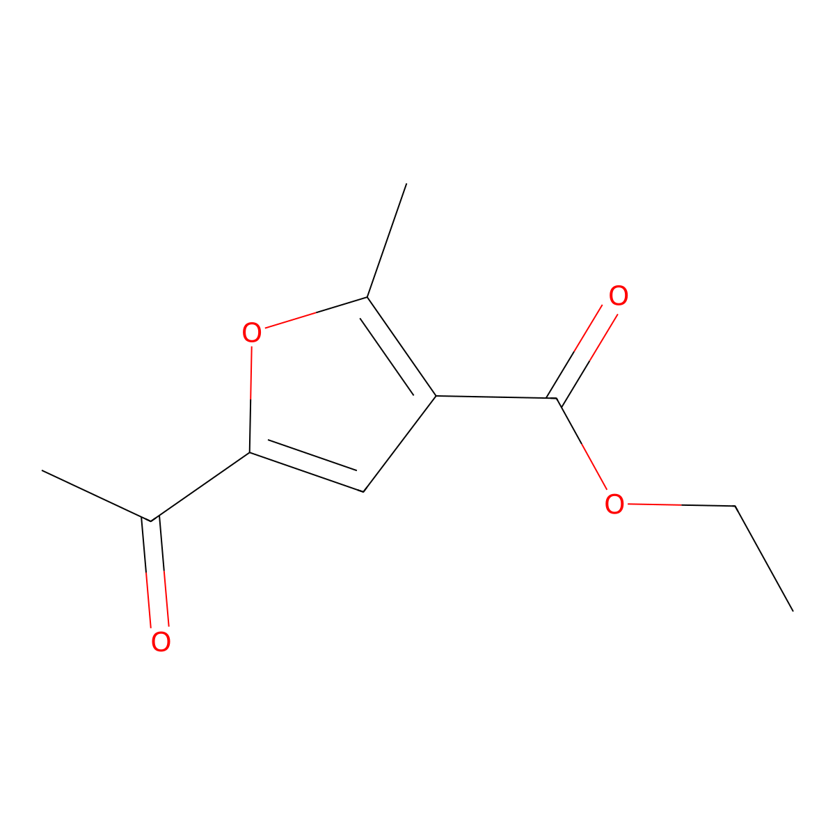 Ethyl 5-acetyl-2-methyl-3-furoate molecular structure, CAS 19615-50-0