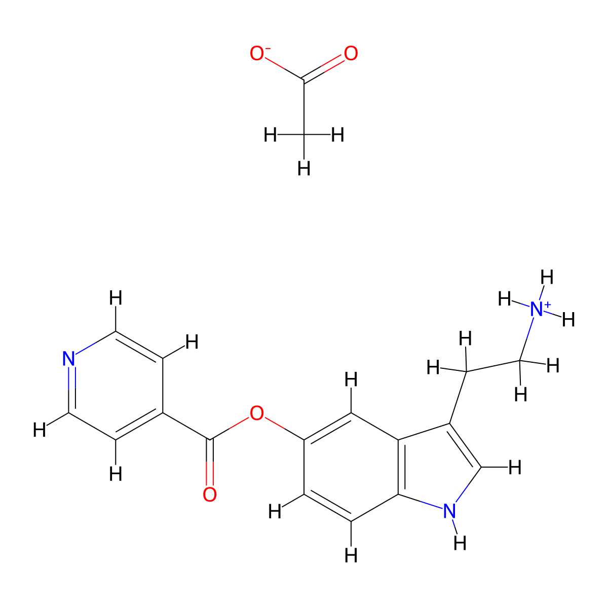 Isonicotinic acid, 3-(2-aminoethyl)indol-5-yl ester, monoacetate molecular structure, CAS 19616-02-5