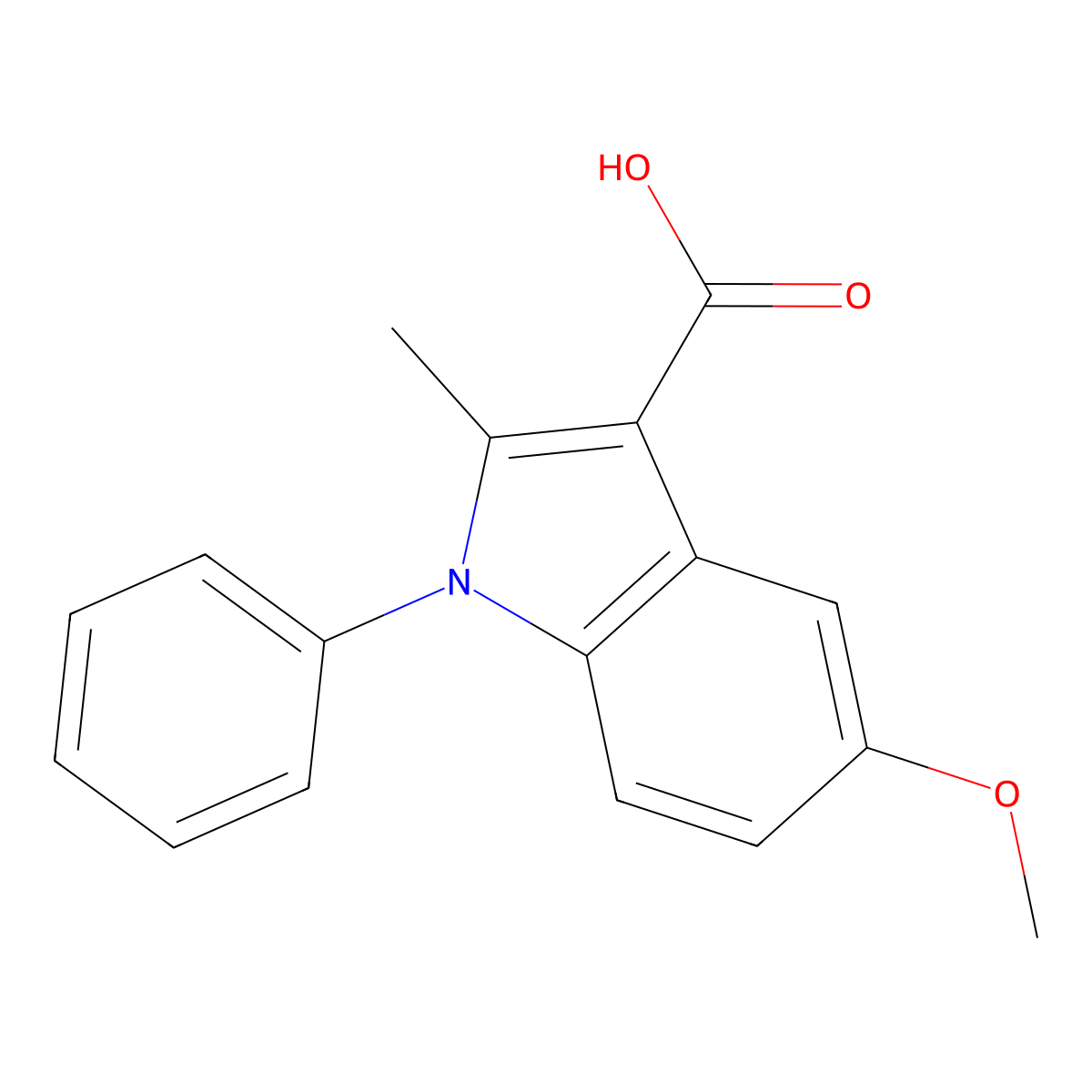 5-Methoxy-2-methyl-1-phenyl-1H-indole-3-carboxylic acid molecular structure, CAS 19616-08-1