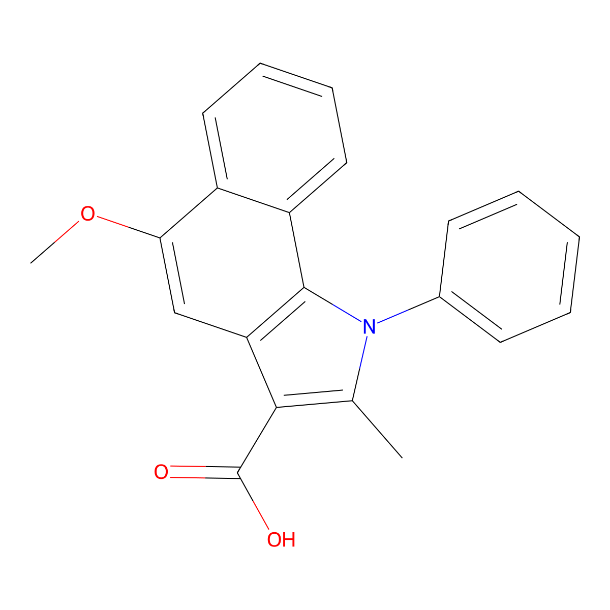 5-Methoxy-2-methyl-1-phenyl-1H-benzo[g]indole-3-carboxylic acid molecular structure, CAS 19616-12-7
