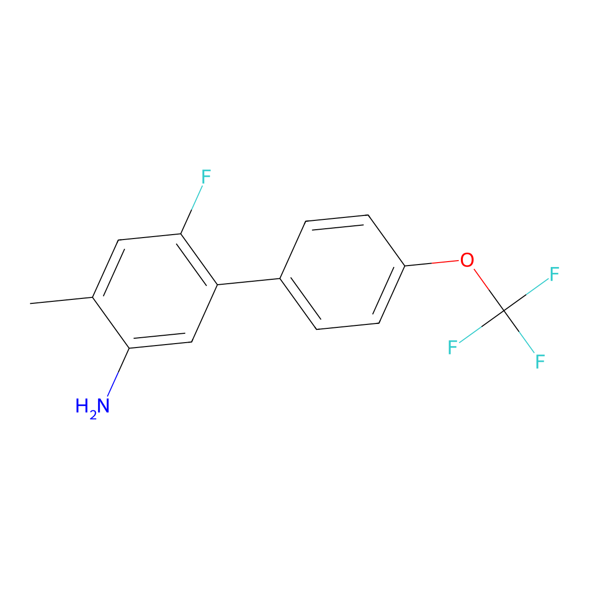 6-Fluoro-4-methyl-4'-(trifluoromethoxy)-[1,1'-biphenyl]-3-amine molecular structure, CAS 1961760-98-4