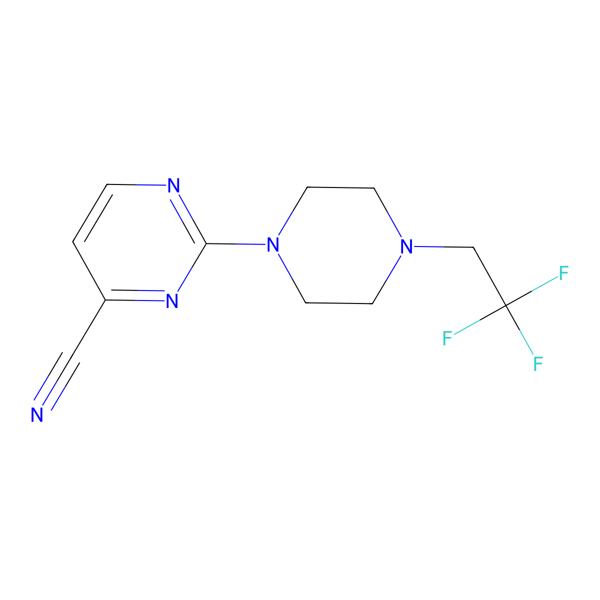 2-[4-(2,2,2-Trifluoroethyl)piperazin-1-yl]pyrimidine-4-carbonitrile molecular structure, CAS 1961878-54-5