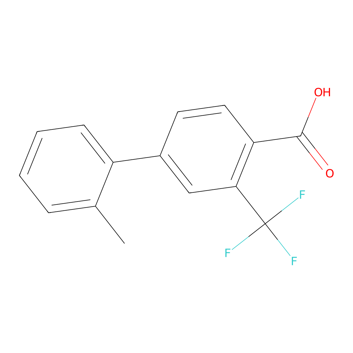 2'-Methyl-3-(trifluoromethyl)-[1,1'-biphenyl]-4-carboxylic acid molecular structure, CAS 1961908-50-8