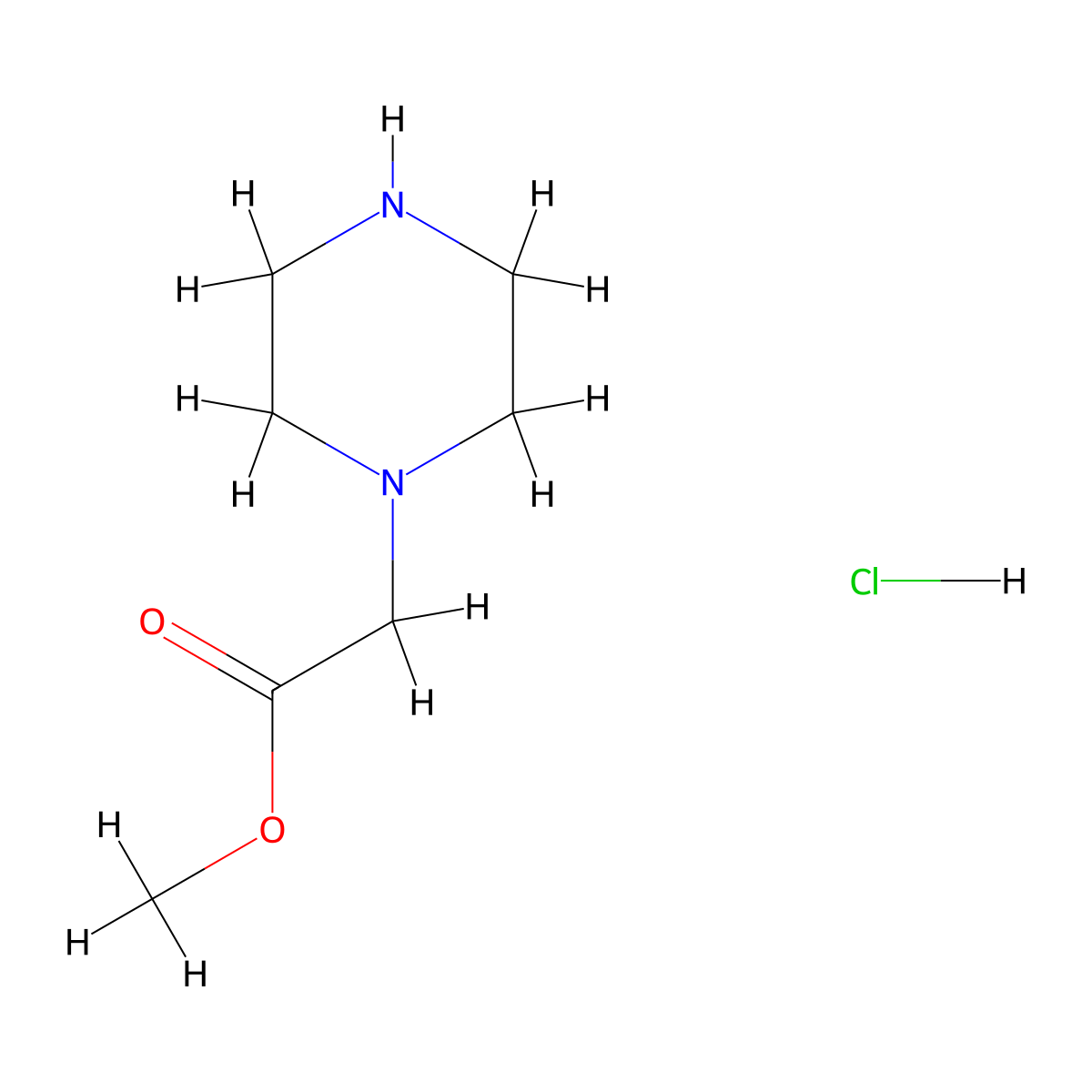 Methyl 2-(piperazin-1-yl)acetate hydrochloride molecular structure, CAS 196192-08-2