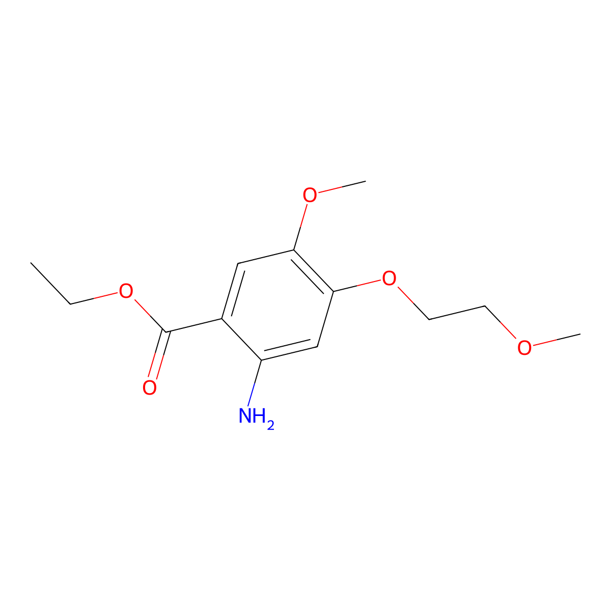 Ethyl 2-amino-5-methoxy-4-(2-methoxyethoxy)benzoate molecular structure, CAS 196194-43-1