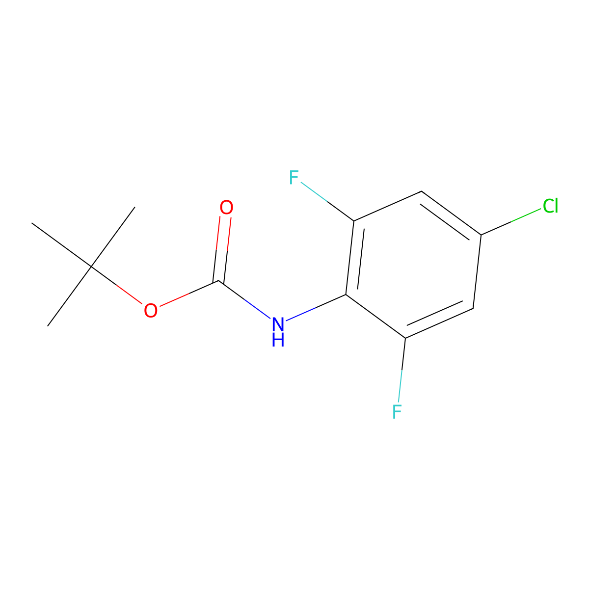 Tert-butyl (4-chloro-2,6-difluorophenyl)carbamate molecular structure, CAS 196194-59-9